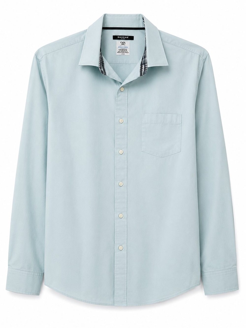 Van Heusen Light Blue Long Sleeve Dress Shirt with Point Collar Slim Fit L/G